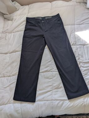 Gloria Vanderbilt Navy Blue Wide Leg Pants Size 12 Short Elastic Waistband GUC